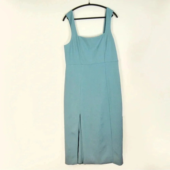 NWT Show Me Your MuMu Eden Midi Dress in Dusty Sage Blue Stretch - Picture 4 of 8